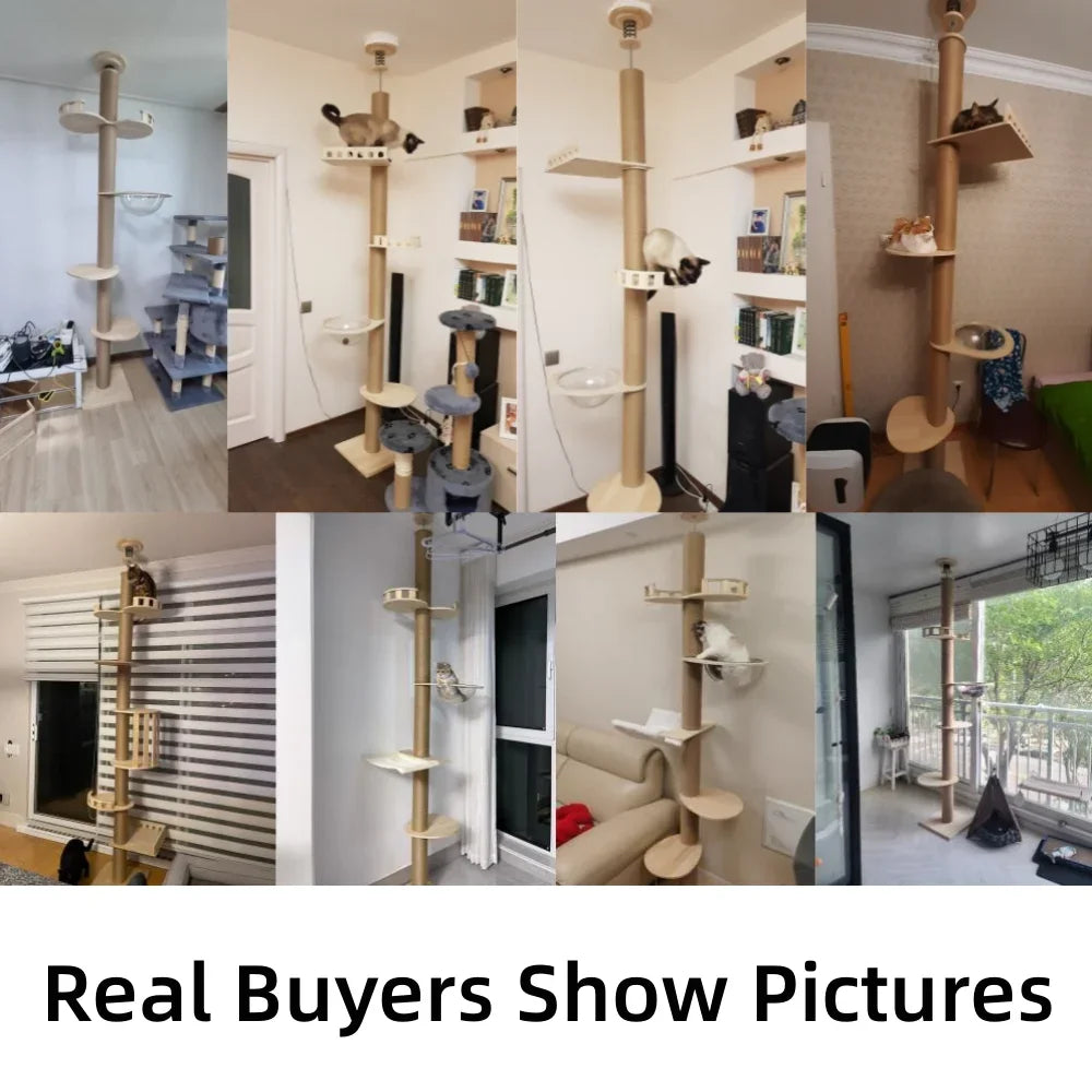 Solid Wooden Multilayer Cat Tree Tower & Climbing Frame