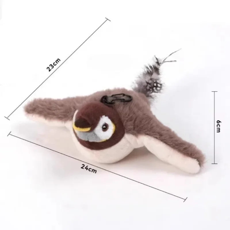 USB Rechargeable Catnip Plush Bird Toy, Touch-Activated Squeaky Toy for Cats & Dogs