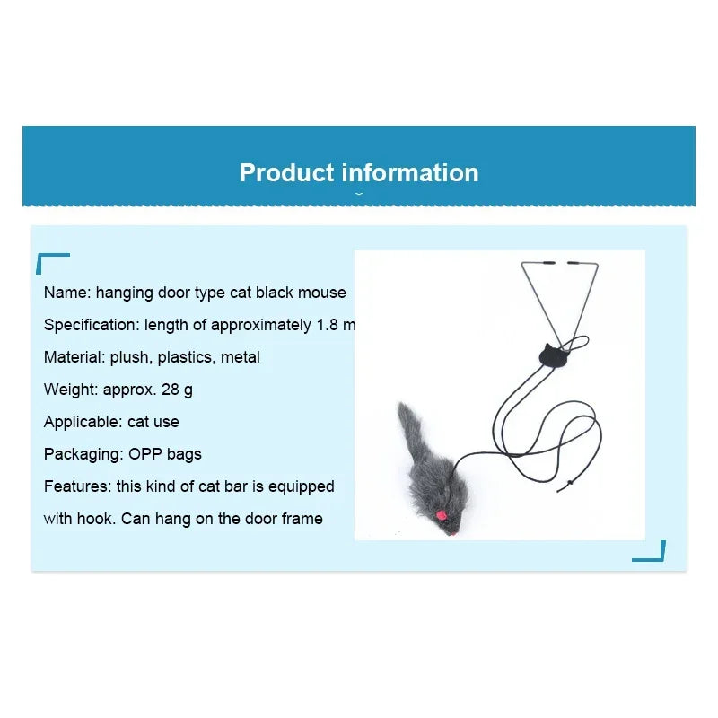 Retractable Hanging Cat Toy with Simulated Mouse, Interactive Door Teaser