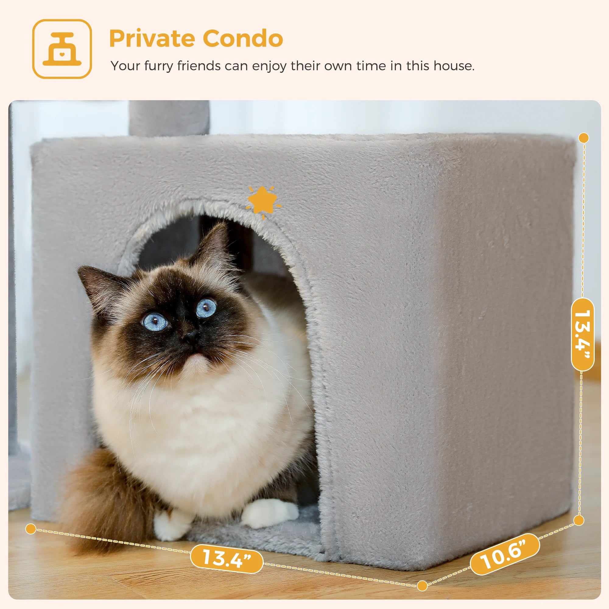 Cat Tree Tower with Scratching Posts, Hammock & Removable Top Perch