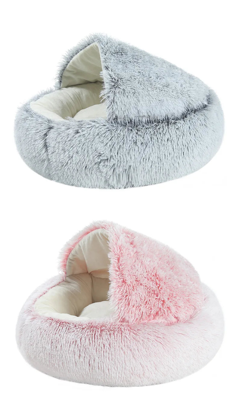 Soft Plush Semi-Enclosed Pet Bed