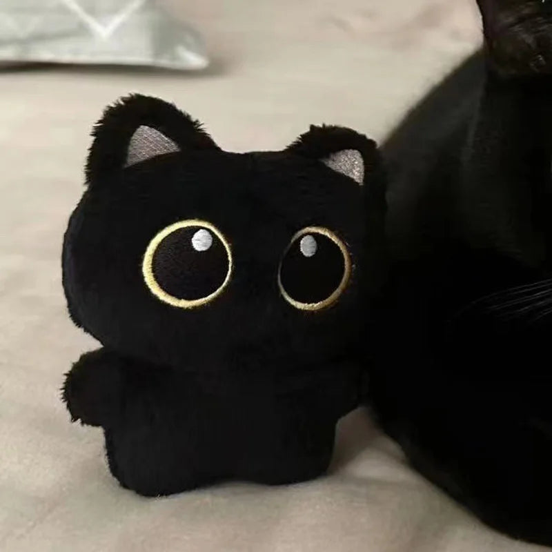 10cm Cute Black Cat Plush Toy Pendant & Cushion — Soft Gift for Kids