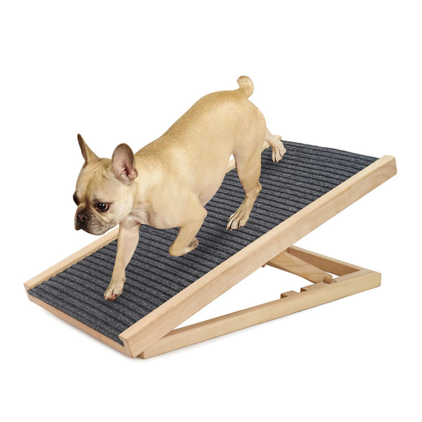 Adjustable Wooden Pet Ramp with Non-Slip Carpet