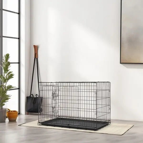 36” Folding Steel Pet Crate – Wire Kennel Playpen for Dogs, Cats & Small Animals
