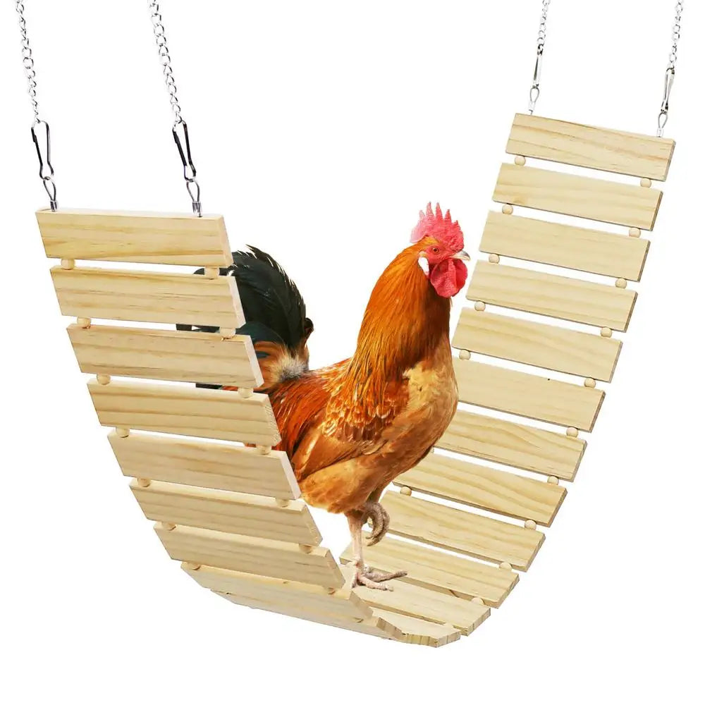 Weatherproof Wooden Chicken Swing & Bird Stand