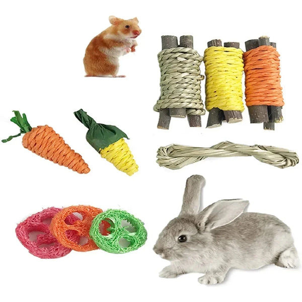 9-Piece Small Pet Toy Set for Rabbits, Hamsters & Small Animals