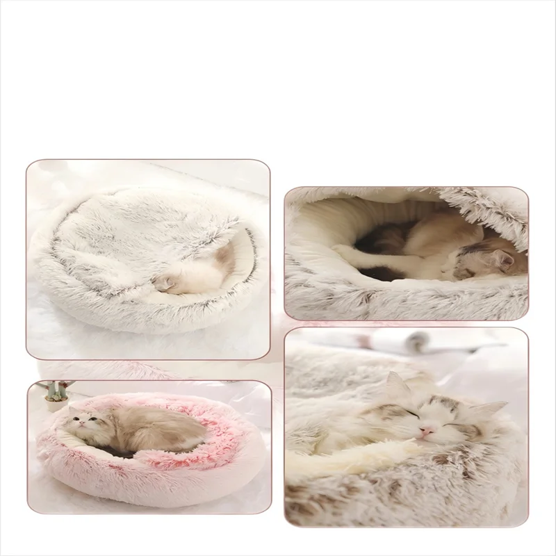 Soft Plush Semi-Enclosed Pet Bed
