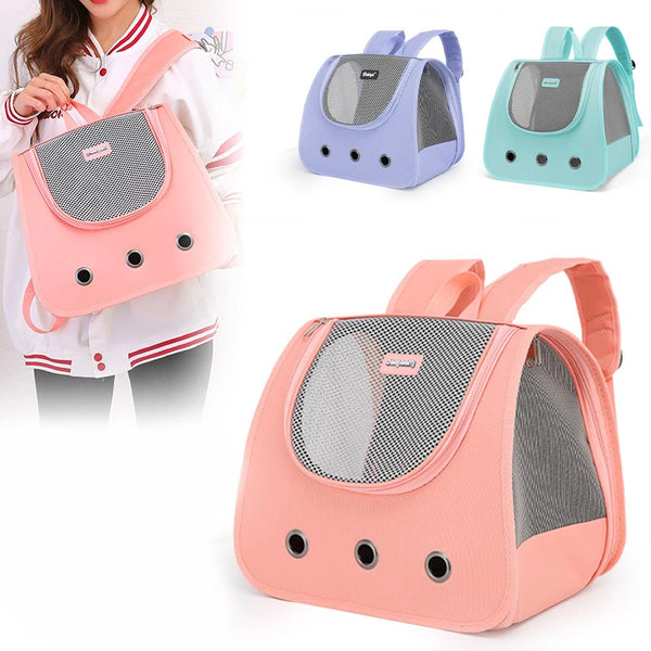 Foldable Portable Cat Backpack, Breathable Double Shoulder Pet Carrier for Cats & Small Dogs