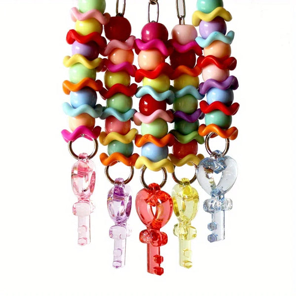 Acrylic Bird Toy with Bells & Colorful Strings