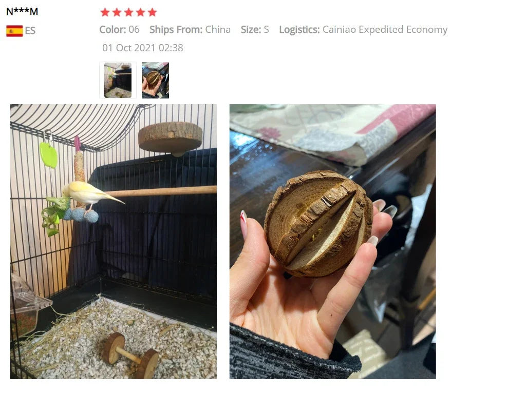 Natural Wooden Rabbit Roller & Chew Toys for Small Pets