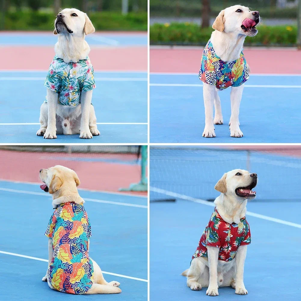 Hawaiian Style Summer T-Shirt for Medium & Large Dogs, XL–5XL Printed Pet Shirt