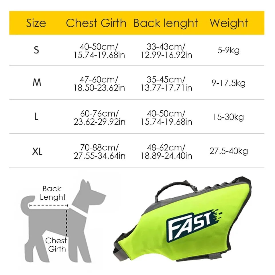 Adjustable Dog Life Jacket, Reflective Pet Safety Vest for Swimming & Boating
