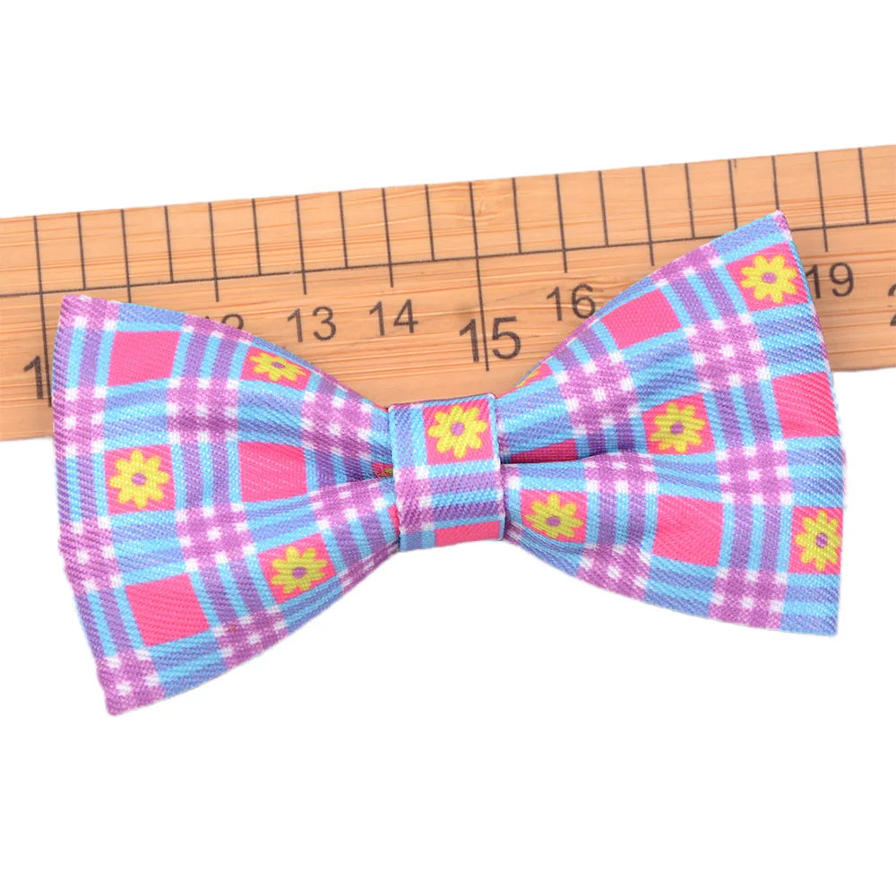 50/100pcs Removable Spring Plaid Dog Bowties