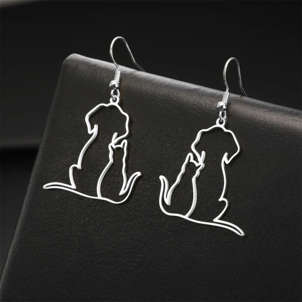 Hugging Puppy & Kitten Pendant Necklace for Pet Lovers