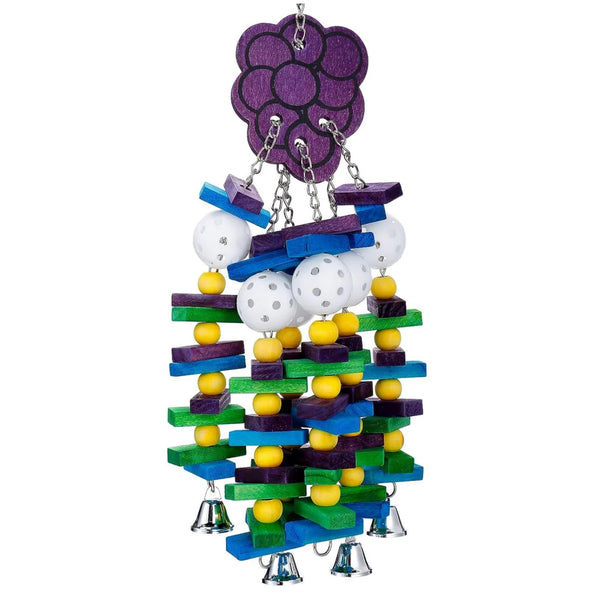 Colorful Parrot Chewing Toy with Wooden Blocks, Beads