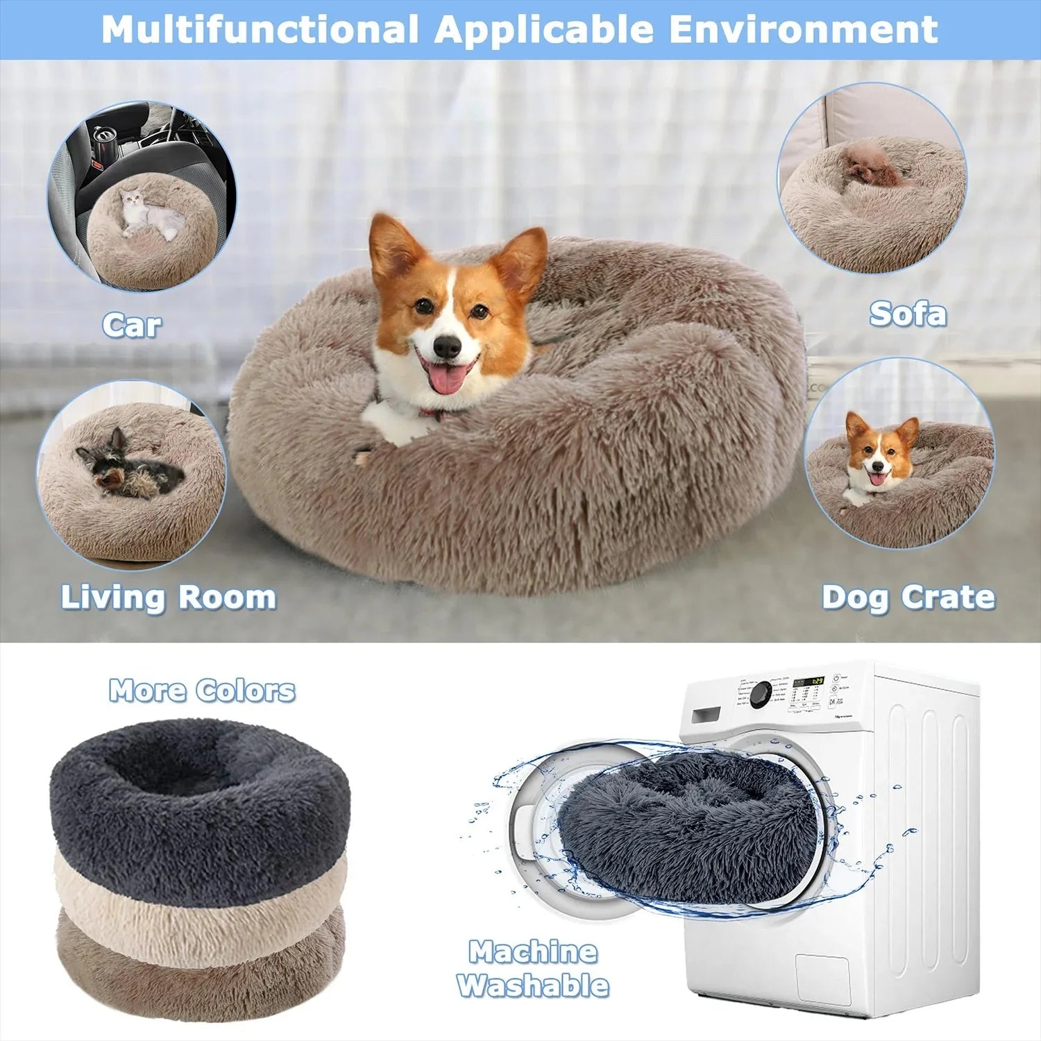 Winter Plush Round Dog & Cat Bed