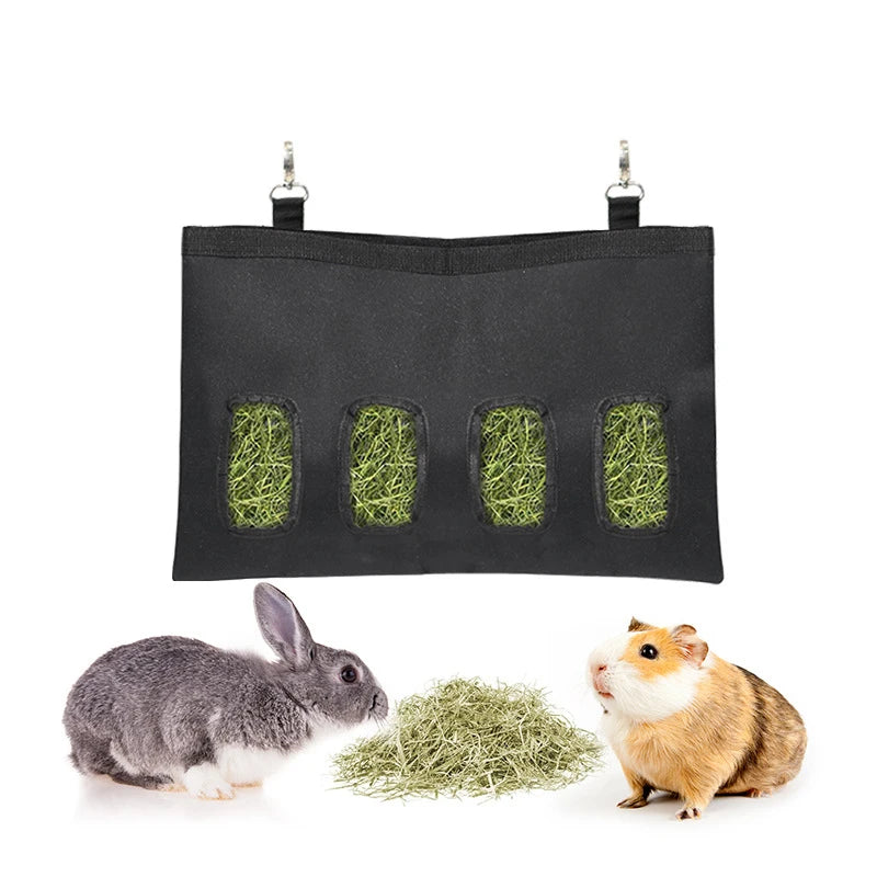 Rabbit Hay Bag Feeder Pouch Hanging Dispenser for Small Animals