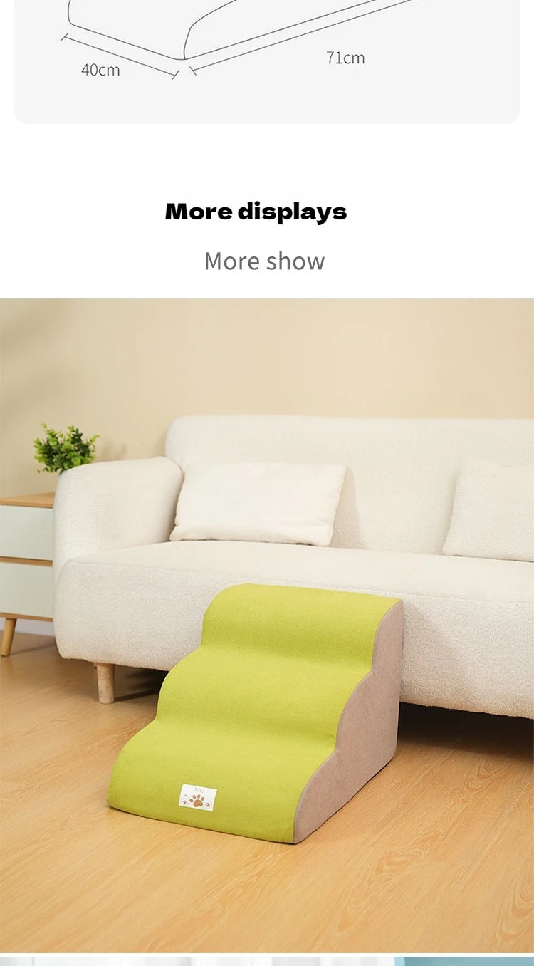 2/3 Step Memory Foam Pet Stairs with Washable Cover & Non-Slip Base