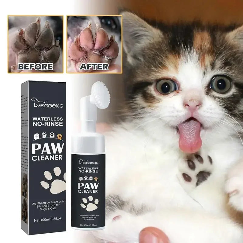 Pet Paw Cleaner Foam – Waterless Dog & Cat Paw Shampoo with Brush