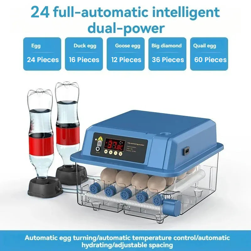12/15/24 Egg Automatic Poultry Incubator with Waterbed & Temperature Control