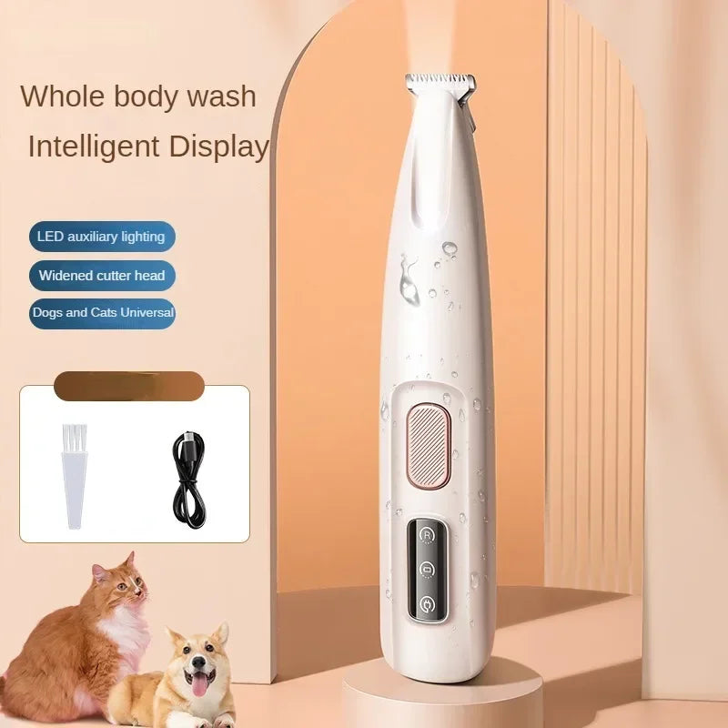 LED Dog Paw Trimmer — Waterproof Pet Hair Clipper with 18mm Blade & LED Display