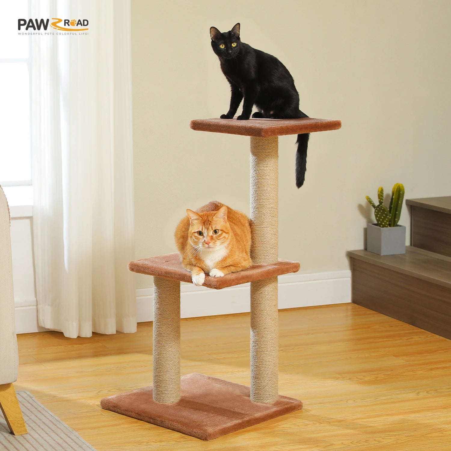 Cat Tree Tower with Scratching Posts, Hammock & Removable Top Perch