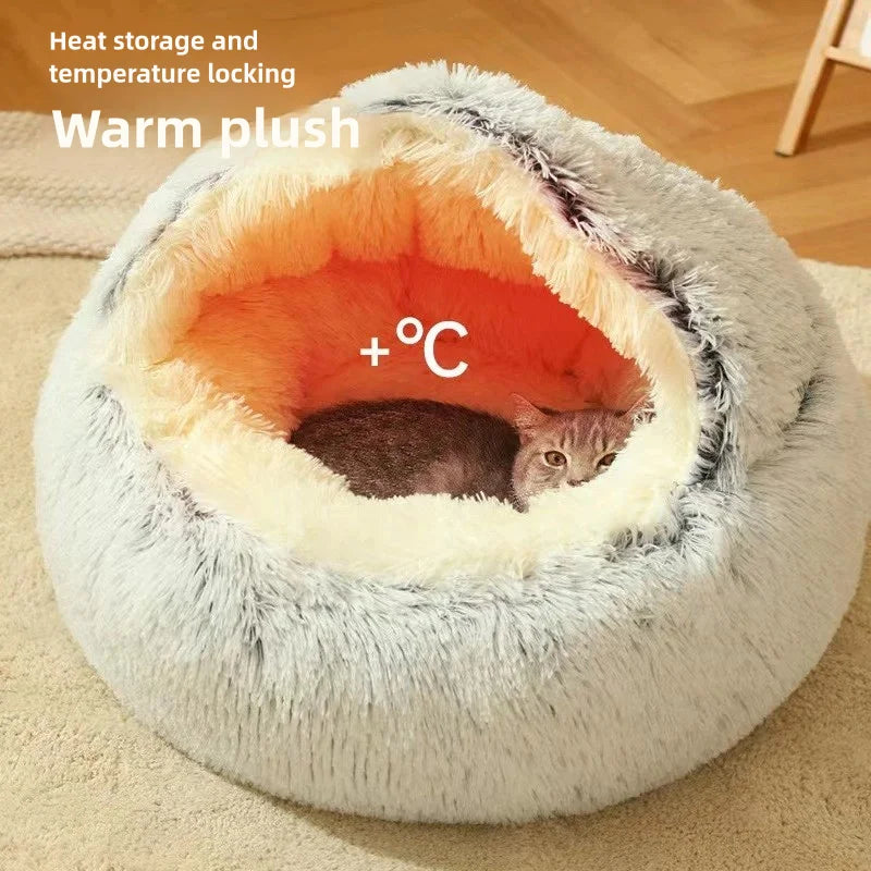 Soft Plush Semi-Enclosed Pet Bed