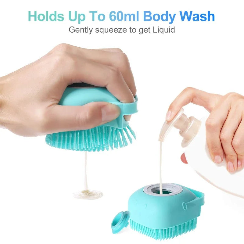 Pet Bathing Shampoo Brush – Soft Silicone Dog & Cat Grooming Scrubber