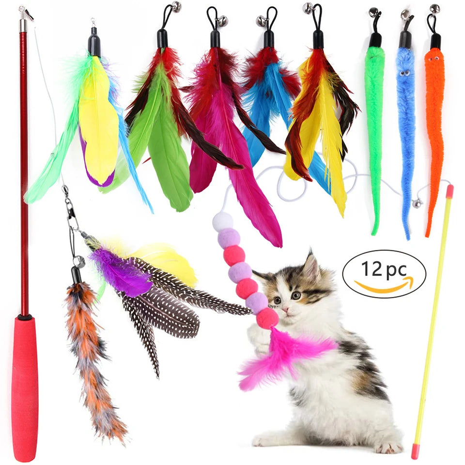 Cat Toy Variety Set with Teaser Sticks, Mice & Balls