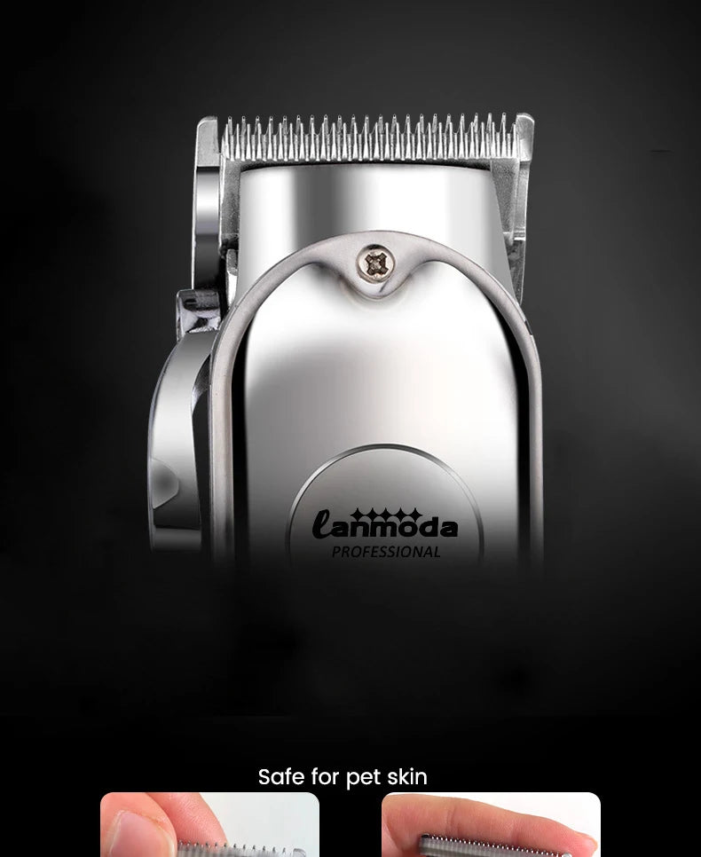 All-Metal Pet Hair Clipper — Rechargeable Low-Noise Dog & Cat Grooming Tool