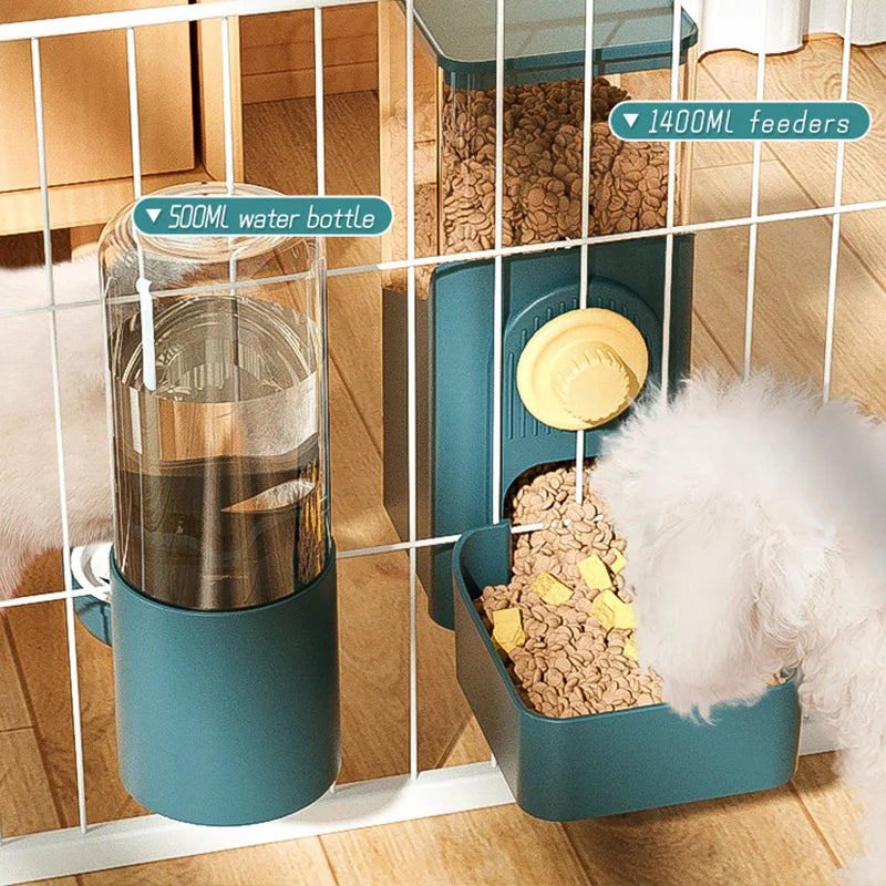 Automatic Hanging Pet Feeder with Water Bottle & Food Dispenser