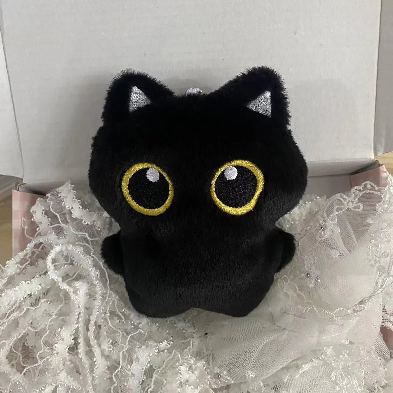 10cm Cute Black Cat Plush Toy Pendant & Cushion — Soft Gift for Kids