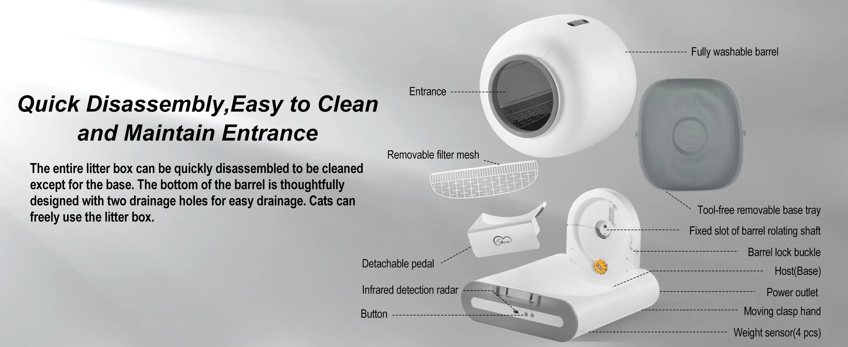 DOEL Smart Automatic Cat Litter Box with App Control