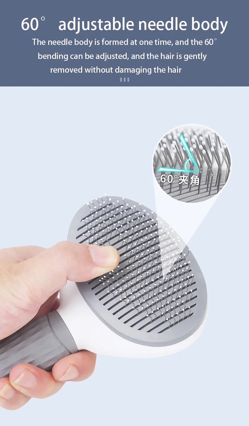Pet Grooming Brush for Dogs & Cats, Stainless Steel Comb for Long Hair and Shedding Care