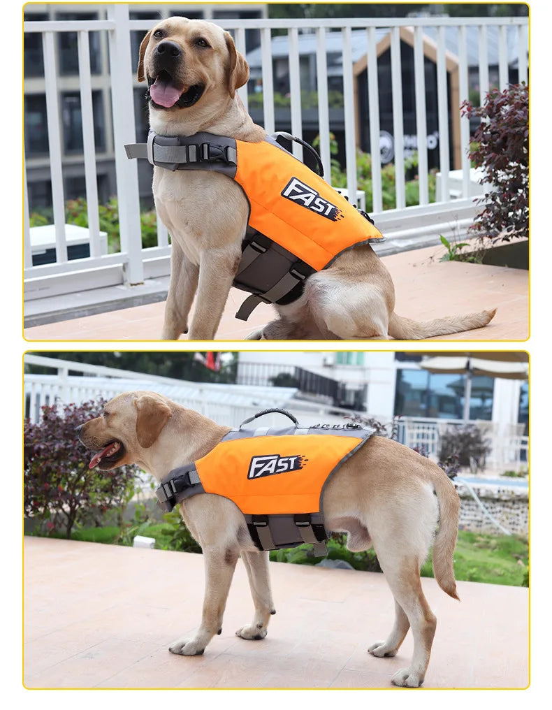 Adjustable Dog Life Jacket, Reflective Pet Safety Vest for Swimming & Boating