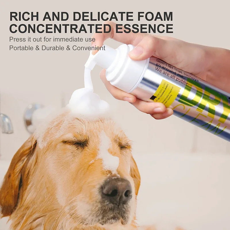 Pet Dry Cleaning Foam – No-Rinse Shampoo for Dogs, Cats, and Puppies