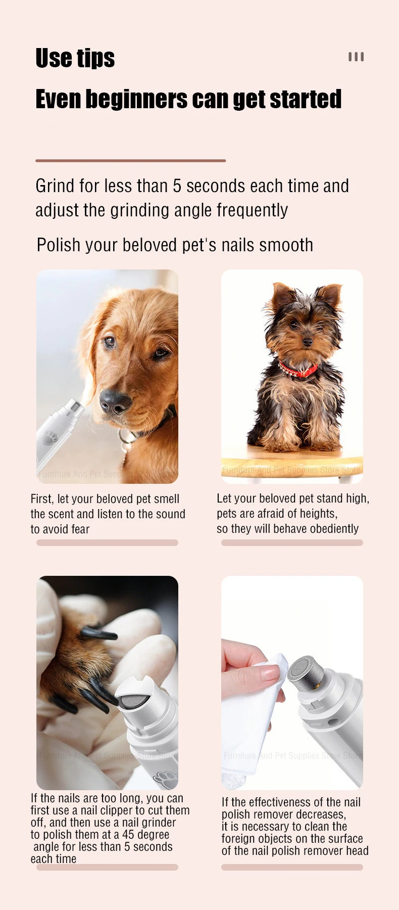 USB Rechargeable Pet Nail Clipper with Polisher Wheel