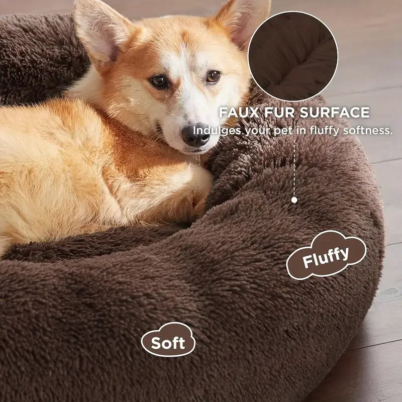 Winter Plush Round Dog & Cat Bed