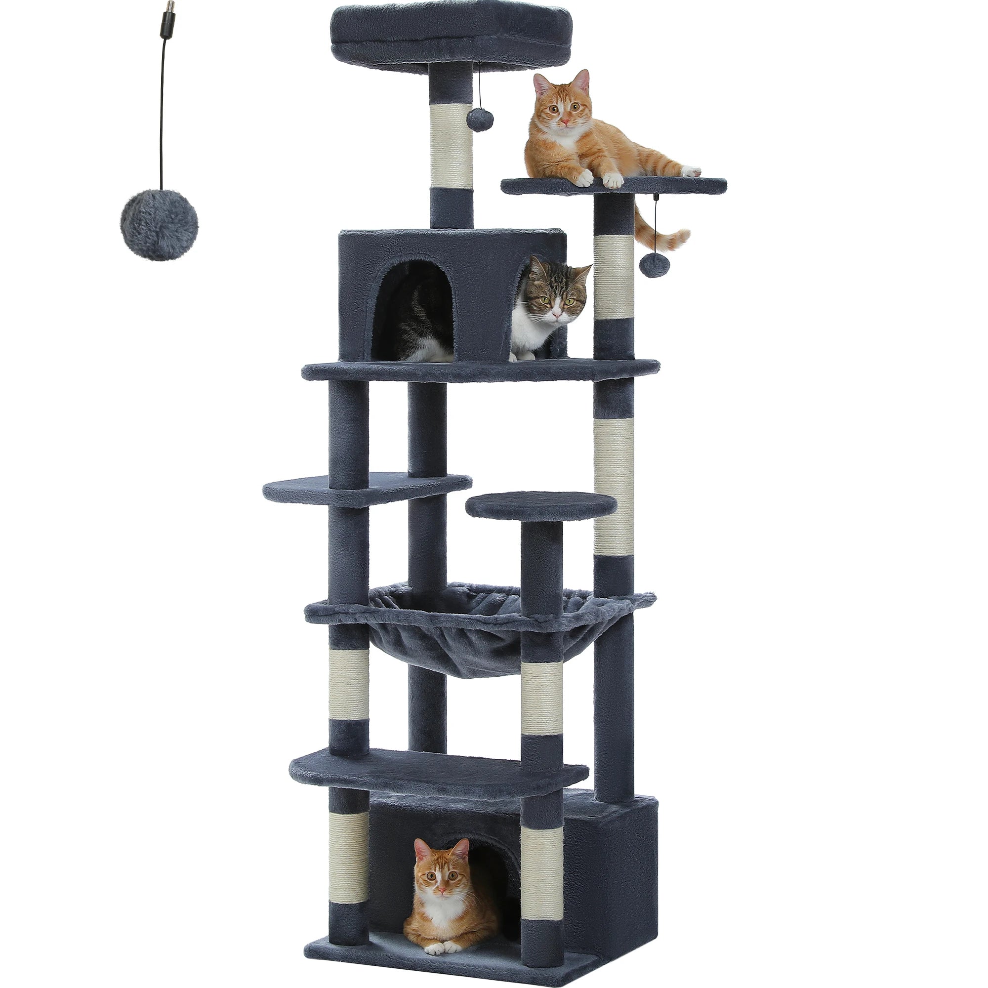 184cm Large Cat Tree Tower with Hammock, Scratching Posts & Condos