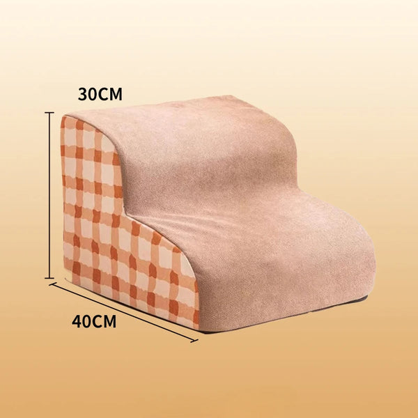 Non-Slip Ramp for Dogs & Cats - 2/3 Step Washable Memory Foam Pet Stairs