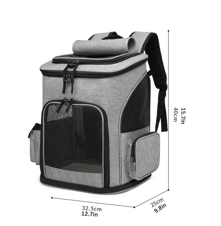 Breathable Foldable Pet Carrier Backpack, Expandable Travel Bag for Cats & Small Dogs