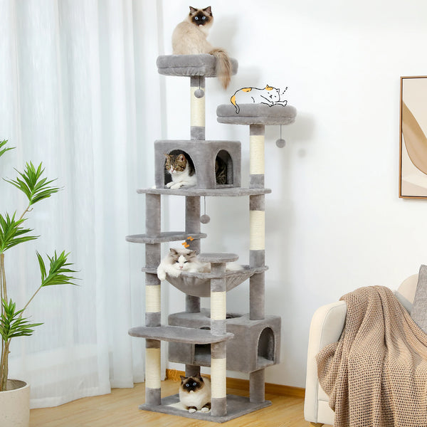 184cm Large Cat Tree Tower with Hammock, Scratching Posts & Condos
