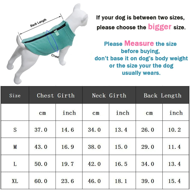 Winter Fleece Dog Jacket, Warm Coat for Small & Medium Dogs, Puppies, and Cats