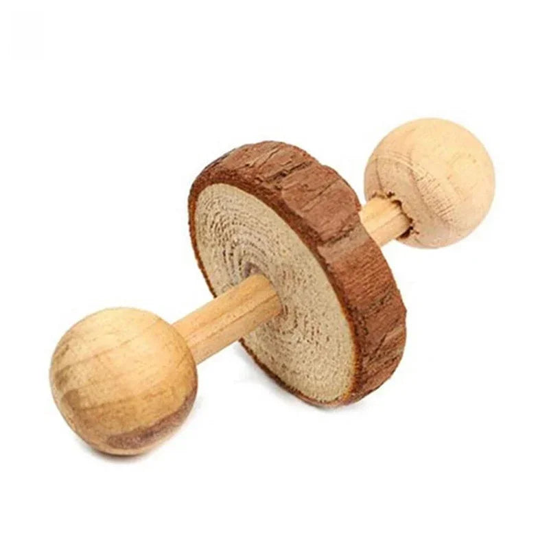 Natural Wooden Rabbit Roller & Chew Toys for Small Pets