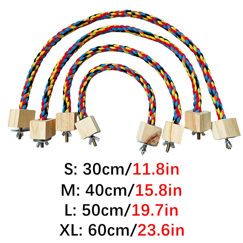 Colorful Cotton Rope Climbing & Swing Toy for Parrots — Sturdy Cage Bite & Play Accessory
