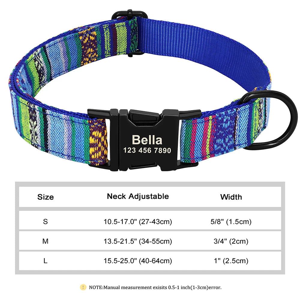 Personalized Nylon Dog Collar with Free Engraved ID Tag