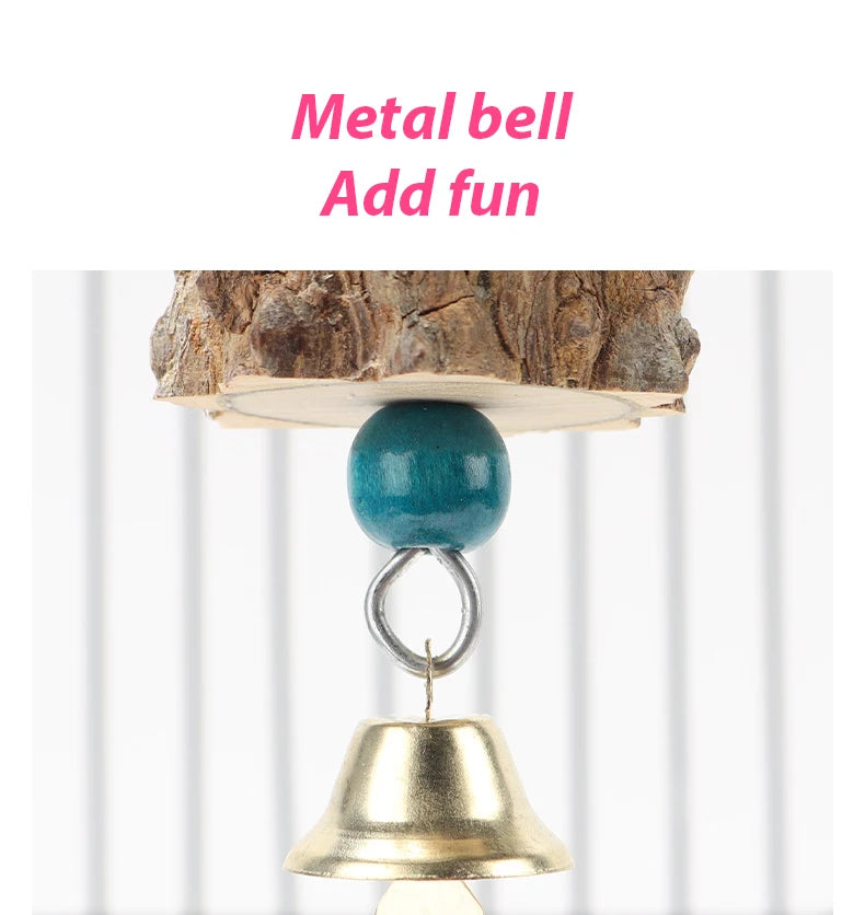 Natural Wooden Parrot Chew Toy — Bird Cage Chewing & Destruction Toy