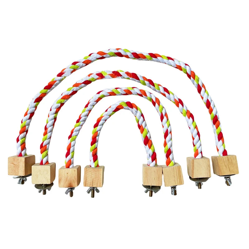 Colorful Cotton Rope Climbing & Swing Toy for Parrots — Sturdy Cage Bite & Play Accessory