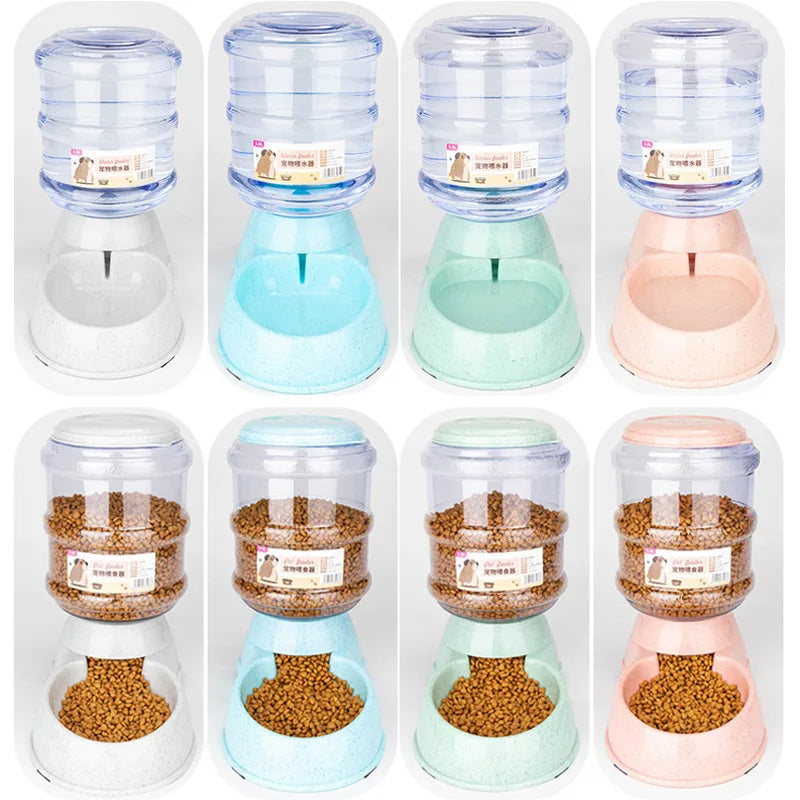 Large-Capacity Pet Feeder Bowl with Automatic Water Dispenser