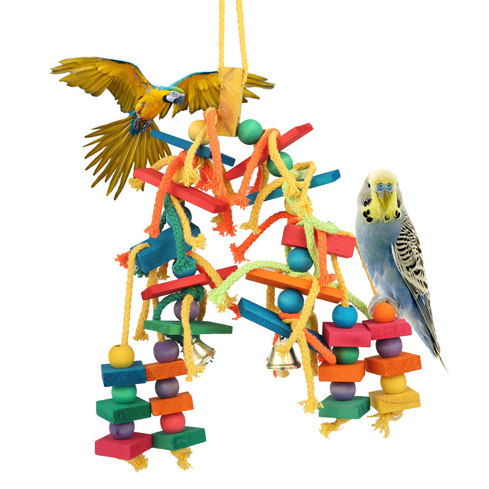 Wood & Cotton Rope Parrot Toy